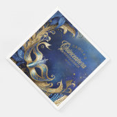 Serviette En Papier Masquerade Quinceanera Blue Gold ID1031 (Coin)