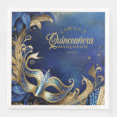 Serviette En Papier Masquerade Quinceanera Blue Gold ID1031 (Devant)