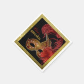 Serviette En Papier Masquerade Quinceañera parti rouge, fausse feuille (Coin)