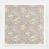 Serviette En Papier Masquerade Quinceanera perles Masques Rose Gold ID (Devant)