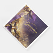 Serviette En Papier Masquerade Quinceanera Purple Gold ID1031 (Coin)