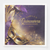 Serviette En Papier Masquerade Quinceanera Purple Gold ID1031 (Devant)