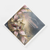 Serviette En Papier Masquerade Quinceanera Rose Gold ID1031 (Coin)