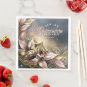Serviette En Papier Masquerade Quinceanera Rose Gold ID1031 (En situation)