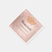 Serviette En Papier Masquerade rose gouttes d'or fête d'anniversaire (Coin)