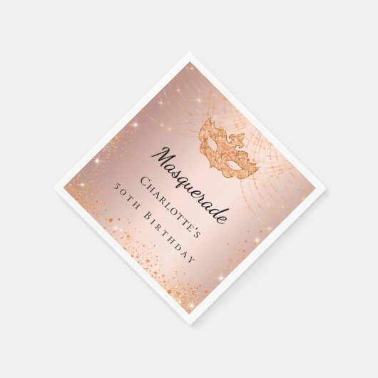 Serviette En Papier Masquerade rose or scintille fête d'anniversaire (Coin)