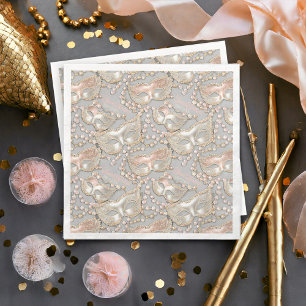 Serviette En Papier Masquerade Sweet 16 Masques de perles Rose Gold ID