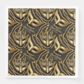 Serviette En Papier Masquerade Sweet 16 perles Masques Black ID1032 (Devant)