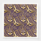Serviette En Papier Masquerade Sweet 16 perles Masques Purple ID1032 (Devant)