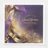 Serviette En Papier Masquerade Sweet 16 Purple Gold ID1032 (Devant)