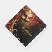 Serviette En Papier Masquerade Sweet 16 Red Gold ID1032 (Coin)