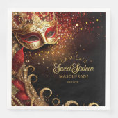 Serviette En Papier Masquerade Sweet 16 Red Gold ID1032 (Devant)
