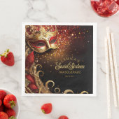 Serviette En Papier Masquerade Sweet 16 Red Gold ID1032 (En situation)