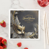 Serviette En Papier Masquerade Sweet 16 Welcome Black Gold ID1032 (En situation)