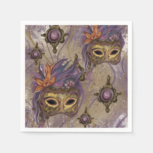 SERVIETTE EN PAPIER MASQUERADE VENISE ART (Devant)