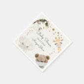 Serviette En Papier masques de visage animal baby shower monogramme (Coin)