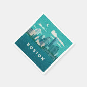 Serviette En Papier Massachusetts Night Cityscape | Boston City (Coin)