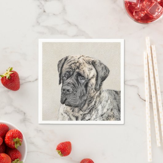 Serviette En Papier Mastiff anglais (Brindle) Peinture - Chien Art (En situation)