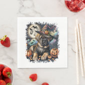 Serviette En Papier Mastiff Chien Halloween Carré (En situation)