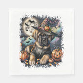 Serviette En Papier Mastiff Chien Halloween Carré (Devant)