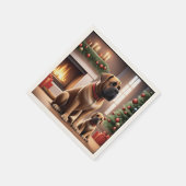 Serviette En Papier Mastiff Dogue de Noël Cheminée (Coin)
