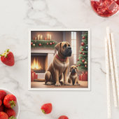 Serviette En Papier Mastiff Dogue de Noël Cheminée (En situation)