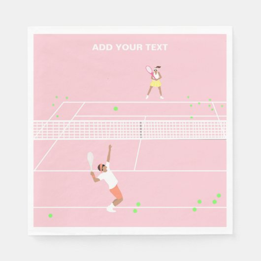 Serviette En Papier Match de tennis rose Pastel (Devant)