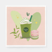 Serviette En Papier Matcha et Macarons (Devant)