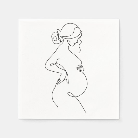 Serviette En Papier Maternal Elegance: Pregnant Women Line Art (Devant)