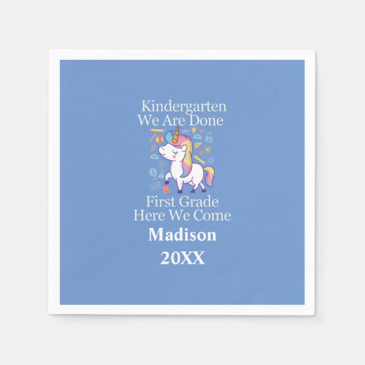 Serviette En Papier Maternelle Graduation Première Année Unicorne (Devant)