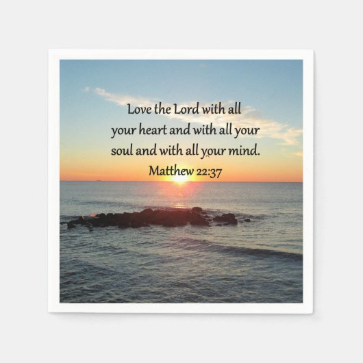SERVIETTE EN PAPIER MATTHEW PAISIBLE 22:37 DESIGN SCRIPTURE DE LEVER (Devant)