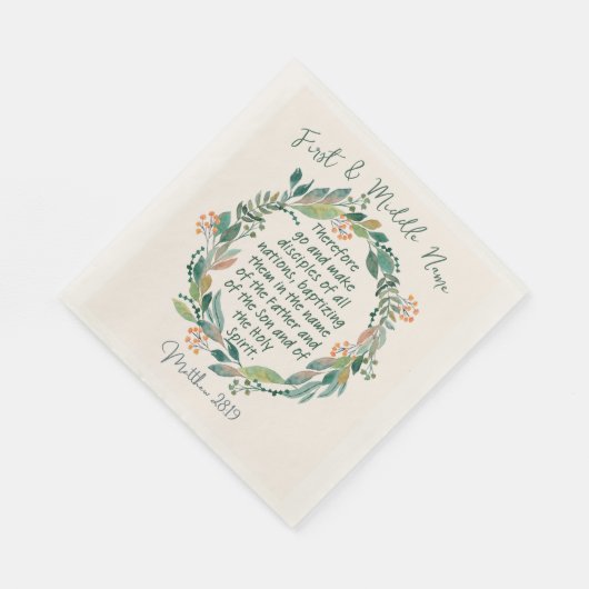 Serviette En Papier Matthieu 28:19 Baptême (Coin)
