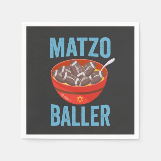 Serviette En Papier Matzo Baller Funny Football Hanoukka Rugby Cadeau (Devant)