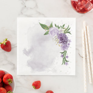 Serviette En Papier mauve blanc floral pourpre