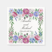 Serviette En Papier Mauve Blue Peonies Floral Mariage (Devant)