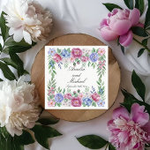 Serviette En Papier Mauve Blue Peonies Floral Mariage