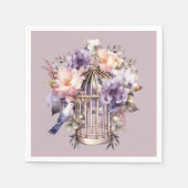 Serviette En Papier Mauve Finery violet rose rose bleu Oiseau douche (Devant)