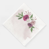 Serviette En Papier mauve rose fleurs blanches botaniques (Coin)