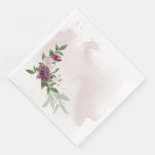 Serviette En Papier mauve rose fleurs blanches botaniques (Coin)