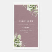 Serviette En Papier Mauve Verdure Floral Mariage élégant (Devant)