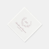 Serviette En Papier Mauve Wreath Monogramme Mariage élégant (Coin)