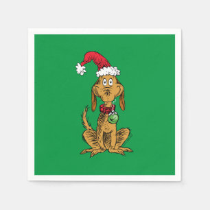 Serviette En Papier Max le chien avec un chapeau de Père Noël