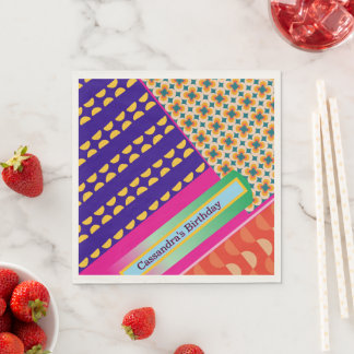 Serviette En Papier Maximaliste Anniversaire répétition Motif coloré