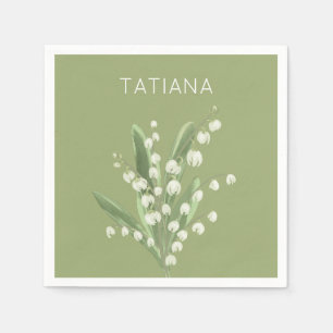 Serviette En Papier May Lily of the Valley Floral Bouquet Nom personna