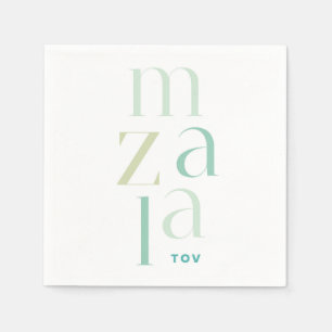 Serviette En Papier Mazal Tov Green Hébreu Félicitations