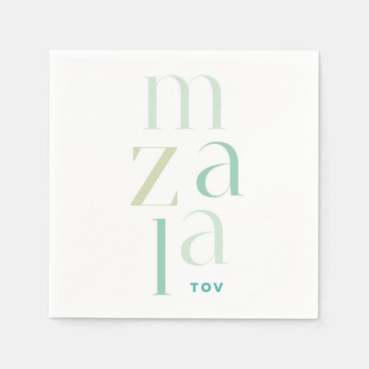 Serviette En Papier Mazal Tov Green Hébreu Félicitations (Devant)
