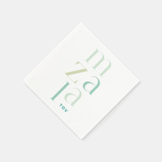 Serviette En Papier Mazal Tov Green Hébreu Félicitations (Coin)