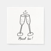 Serviette En Papier Mazel Tov Mariage Champagne Cheers Sketch Doodle (Devant)