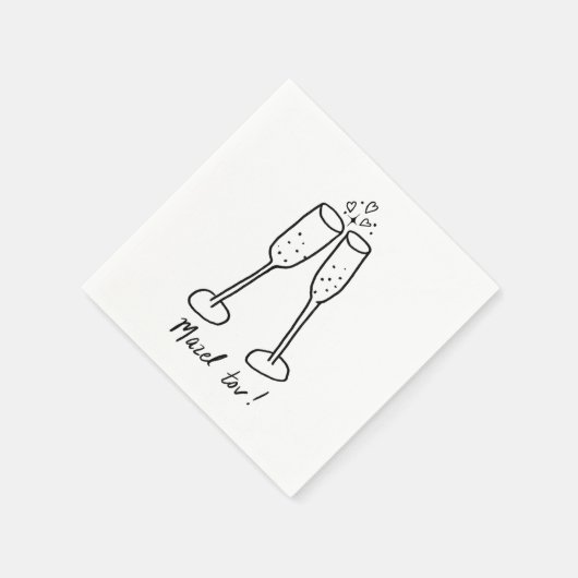Serviette En Papier Mazel Tov Mariage Champagne Cheers Sketch Doodle (Coin)