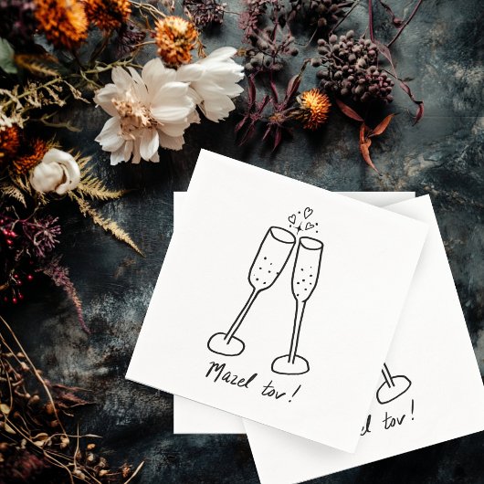 Serviette En Papier Mazel Tov Mariage Champagne Cheers Sketch Doodle